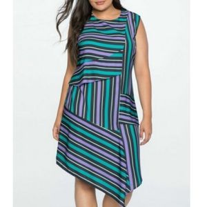 Eloquii green purple asymmetrical tiered dress 20